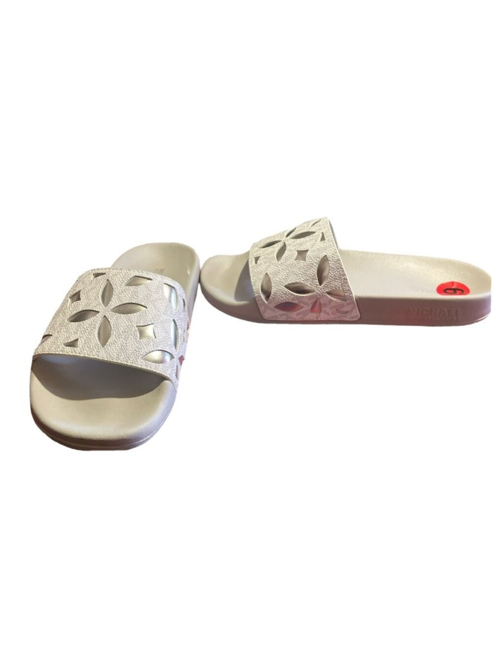 Michael Kors Women Mimi Monogram Floral Slide Sandals RX21L White Size 6M NWOT - Picture 1 of 5